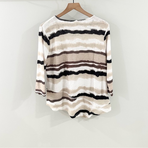 Lulu-B Abstract Stripe Dye Print Tunic Tan Brown Size Medium - Picture 5 of 5